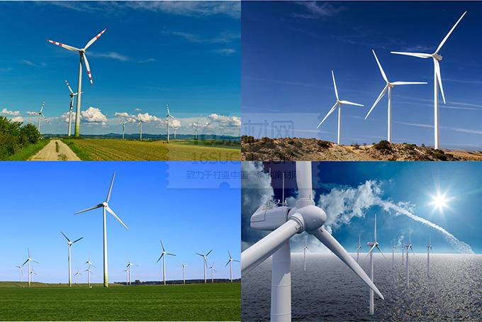 在大草原上的风力发电设备高清图片